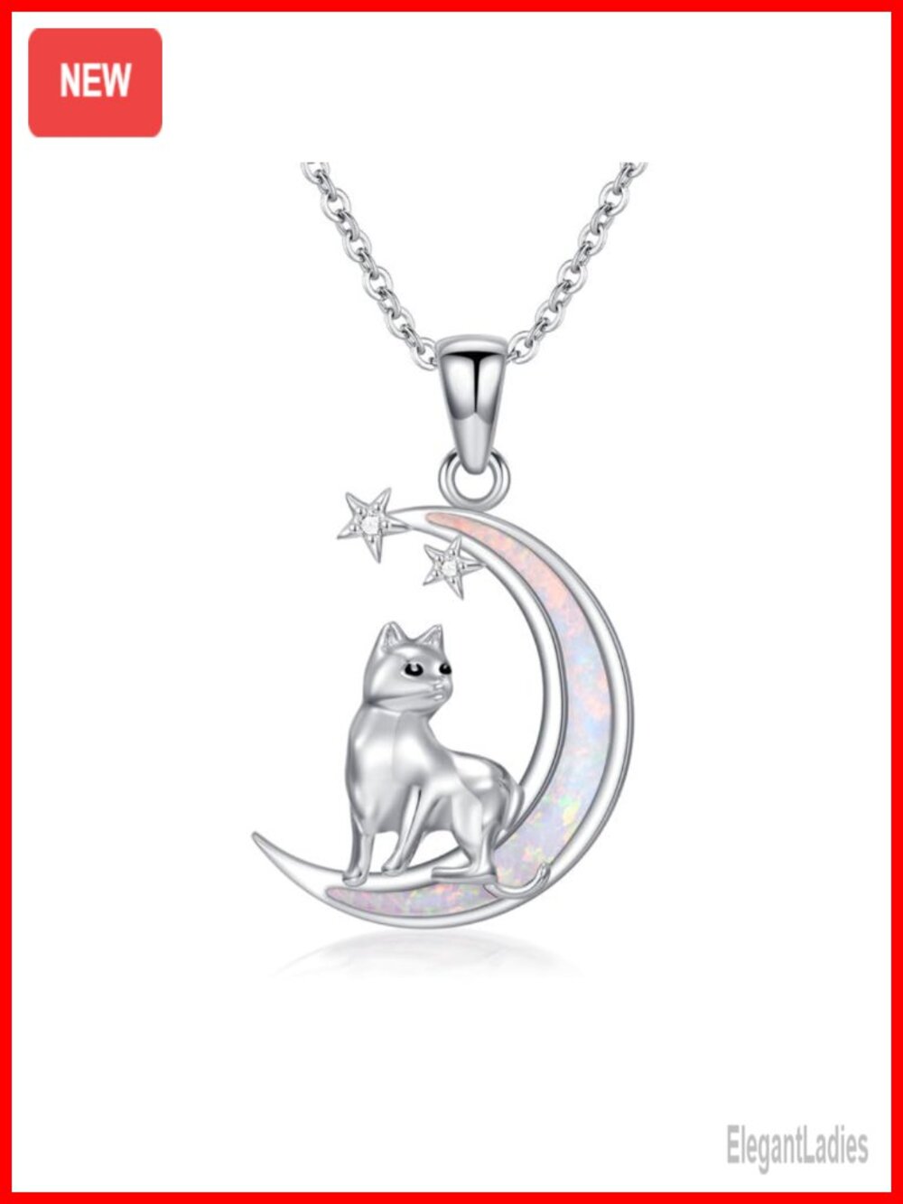 Sterling Silver Rose Gold Plated Cat Opal Pendant Necklace